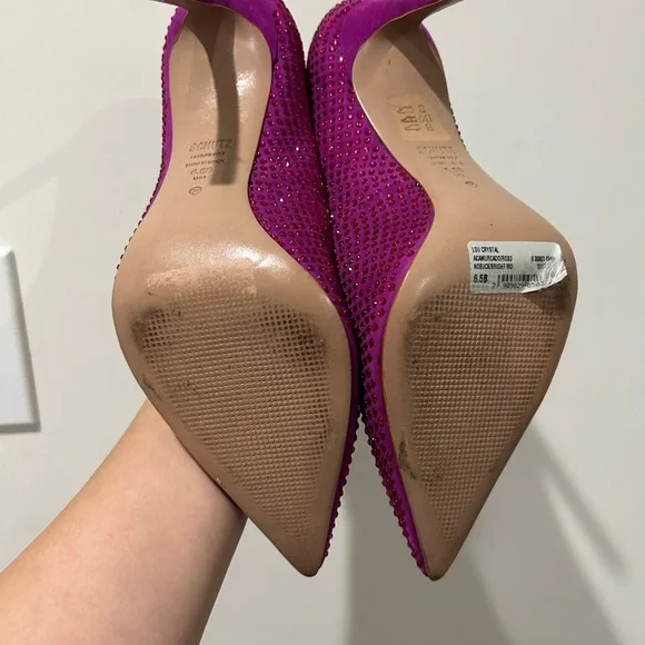 SCHUTZ Fuchsia Studded Heels - Picture 2 of 5